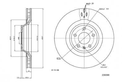диск тормозной пер. Audi A6 C6, Allroad 04-> (347x30)  (HART)
