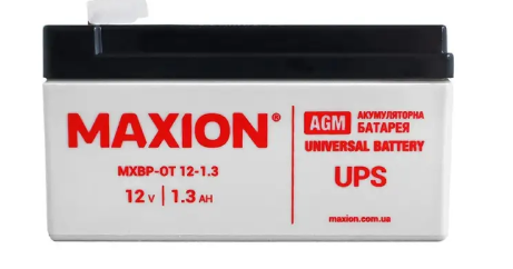 акб 12V 1.3А (97x40x52) SLA промышленный MAXION серый