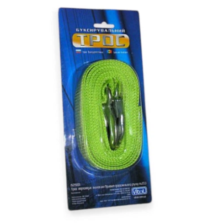трос буксир. лента   3 т х 4,0м х 40мм крюк/зеленый/блистер Vitol