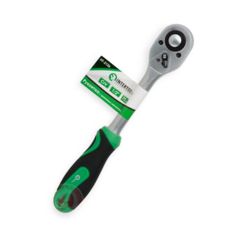 трещетка с квадратом   1/2" 72 зуба 255 мм CrV Intertool HT-2126 - зображення 3