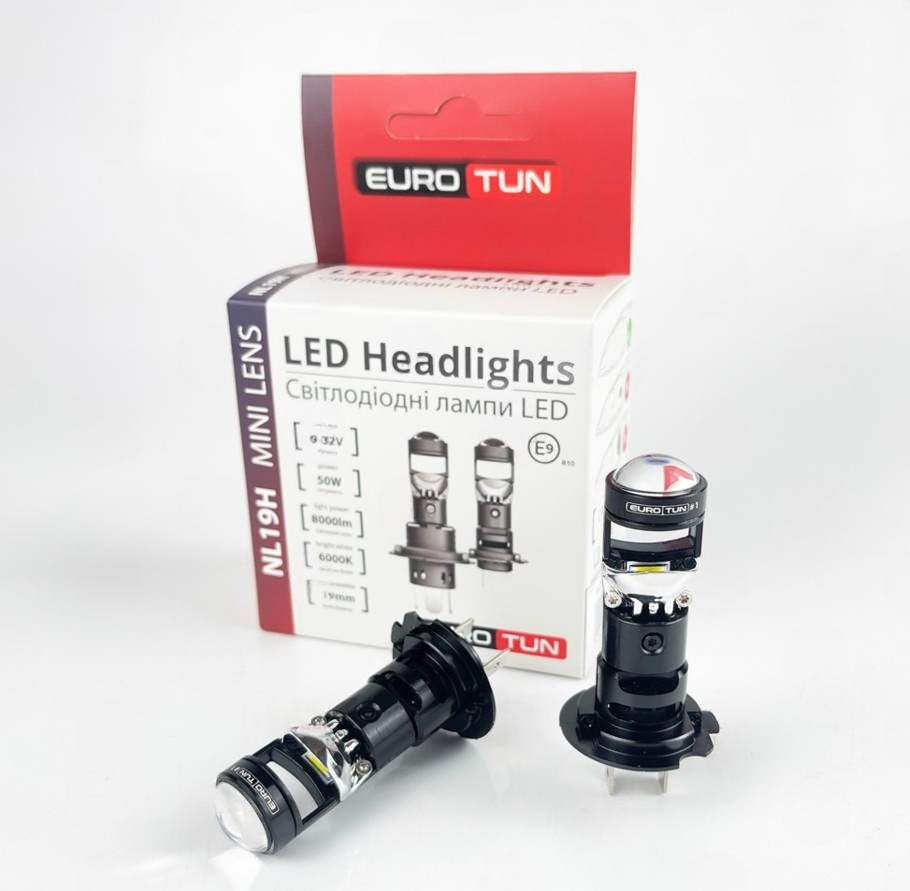 лампа LED с линзой H7 12V-24V  50W EUROTUN NL19H 8000L 6000K CAN BUS радиатор