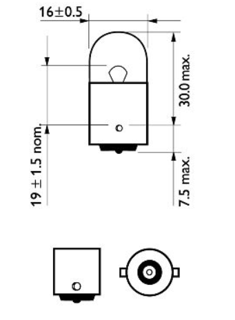 лампа A 12V R10W BA15s PHILIPS 12814CP - зображення 2