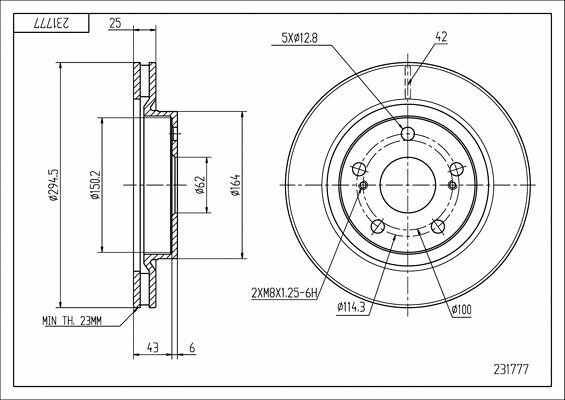 диск тормозной пер. Suzuki Grand Vitara II 05-> (d294x25mm)  (HART)