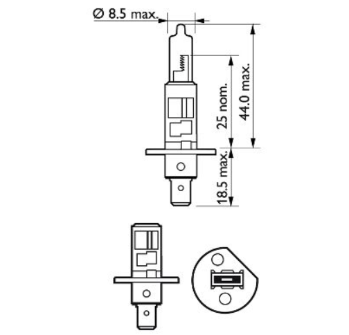 лампа  H1 12V 55 W PHILIPS Vision Plus +60% 12258VPB1 - зображення 3