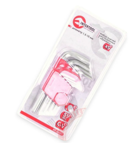 набор ключей шестигранных  коротких HEX 1,5-10 мм, 9 шт. HT-0601 - зображення 2