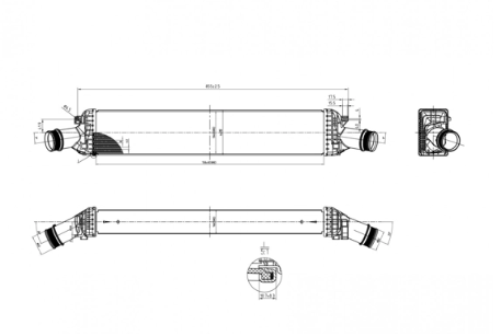 радиатор интеркулера Audi A4, A5, A6 2.0TFSI/2.7-3.0TDI (07-18)  (HART)