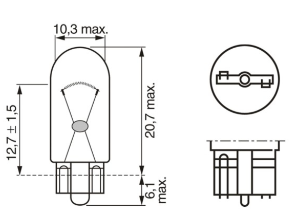 лампа БЦ 12V 5W W2.1х9.5d BOSCH Xenon Blue (пара) 1987301033 - зображення 2