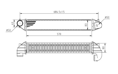 радиатор интеркулера VW Sharan 1.8 T/1.9TDI 95->  (HART)