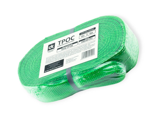 трос буксир. лента  18 т х 6,0м х 60мм петля/зеленый ДК