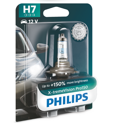 лампа H7 12V 55 W PHILIPS X-treme Vision Pro150 +150%