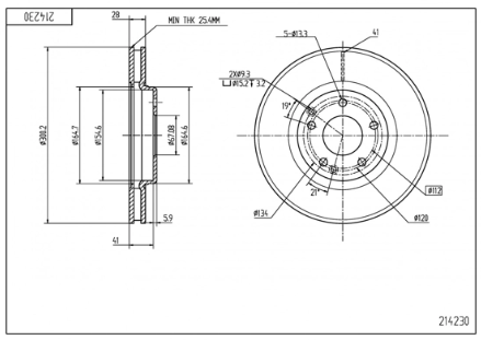 диск тормозной пер. MB C-Class W203 (300x28) 00->  (HART)