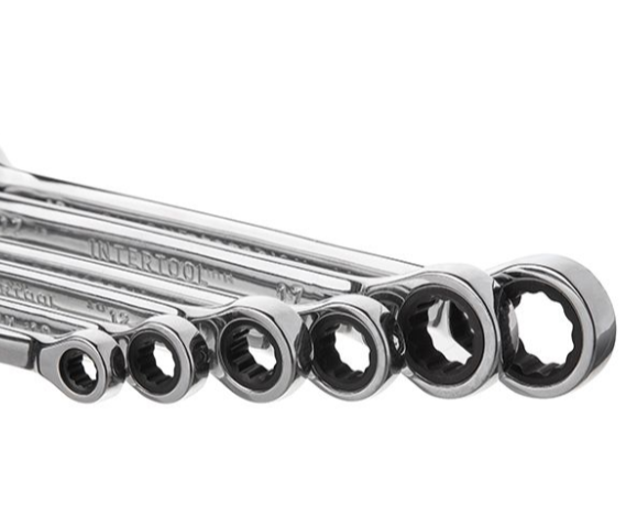 набор ключей  рожково-накидных с трещеткой  8-19 мм  6 шт (планшет) CrV XT-1302 - зображення 4