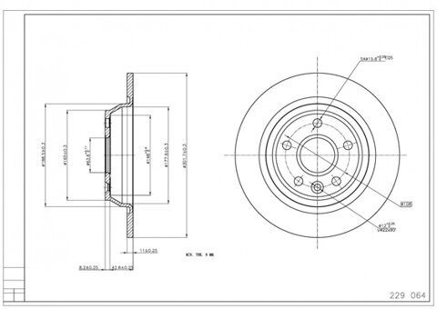 диск тормозной зад. Ford C-max, Focus II, Mondeo, Kuga 07-> (d302x11mm)  (HART)