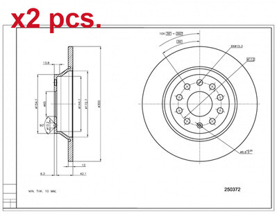 диск тормозной зад. VW Passat (14->), Golf (12->), Audi A3, Q3, Skoda (300mmx12mm) (HART)
