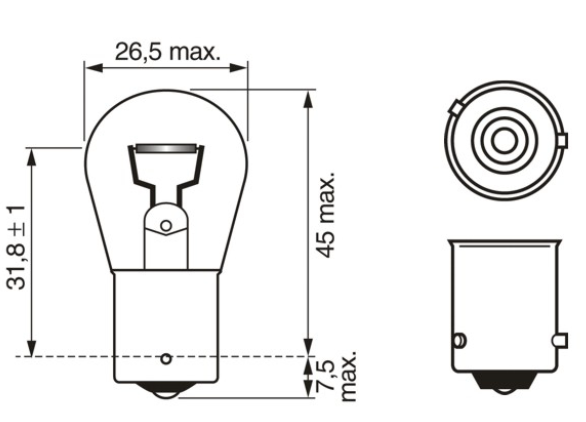 лампа A 12V PY21W BAU15s BOSCH Yellow смещ.цоколь (пара) 1987301018 - зображення 2