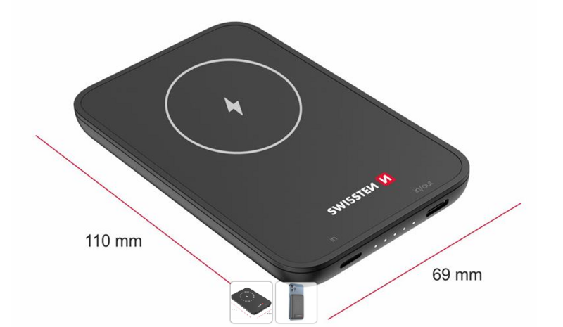 Внешний аккумулятор SWISSTEN POWER BANK MagSafe 5000 mAh, 20W