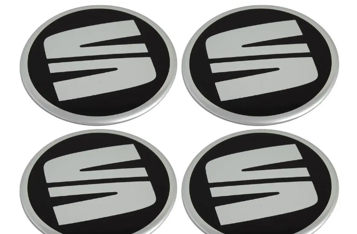 Наклейка на колісний диск/ковпак d 60 мм Seat чорна (4шт)