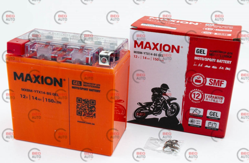 Аккумулятор 12V14А гелевой (150х87х145) оранжевый MAXION