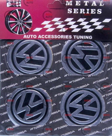 Наклейка на колісний диск/ковпак d 60 мм VW чорна (4шт)