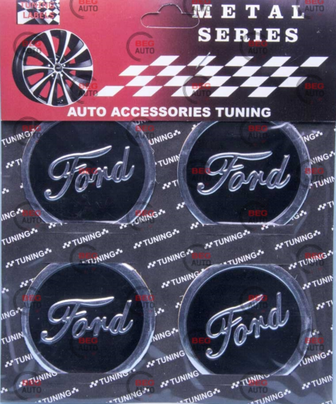 Наклейка на колісний диск/ковпак d 60 мм Ford чорна (4шт)