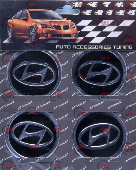 Наклейка на колісний диск/ковпак d 60 мм Hyundai чорна (4шт)