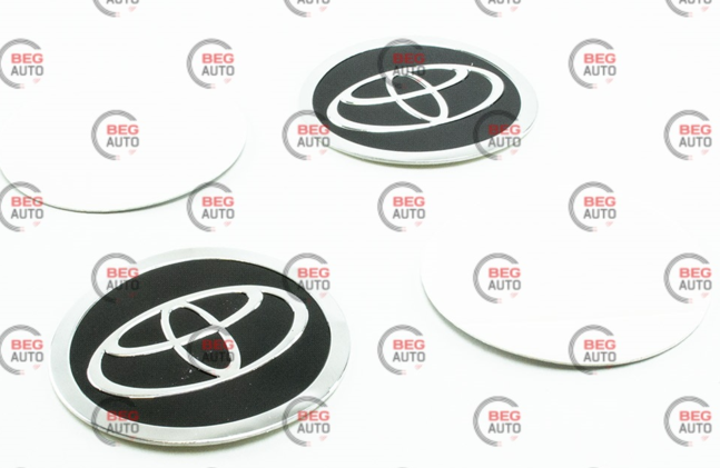 Наклейка на колісний диск/ковпак d 90 мм Toyota чорна (4шт)