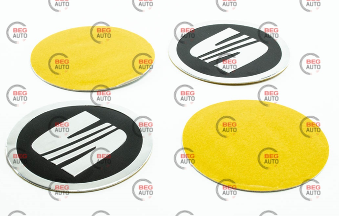 Наклейка на колісний диск/ковпак d 90 мм Seat чорна (4шт)