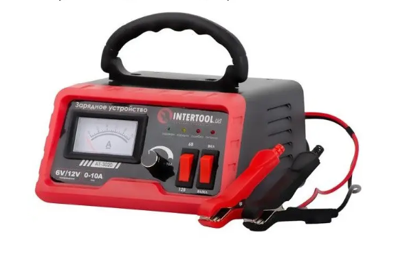 устр-во зарядного. трансф. Intertool 6-12В 0-10А, до 100 А/час стрел. индюк.