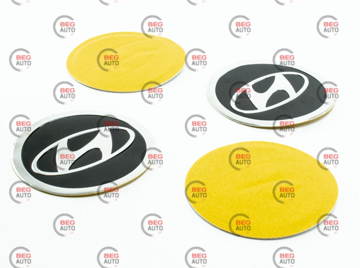 Наклейка на колісний диск/ковпак d 90 мм Hyundai чорна (4шт)