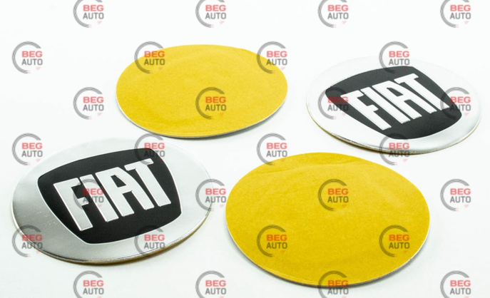 Наклейка на колісний диск/ковпак d 90 мм Fiat чорна (4шт)