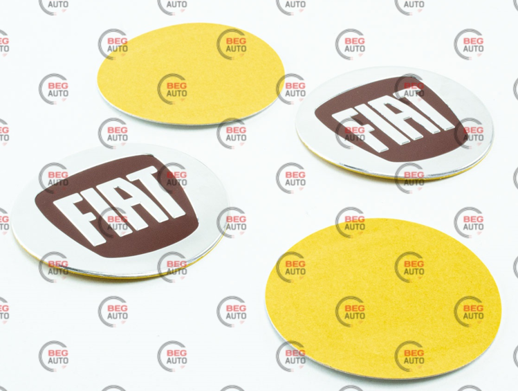 Наклейка на колісний диск/ковпак d 90 мм Fiat червона (4шт)