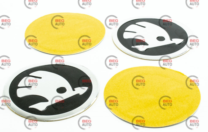 Наклейка на колісний диск/ковпак d 90 мм Skoda чорна (4шт)