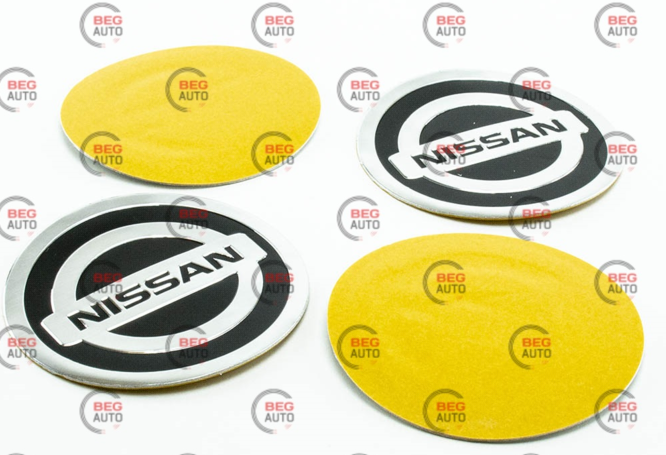 Наклейка на колісний диск/ковпак d 90 мм Nissan чорна (4шт)