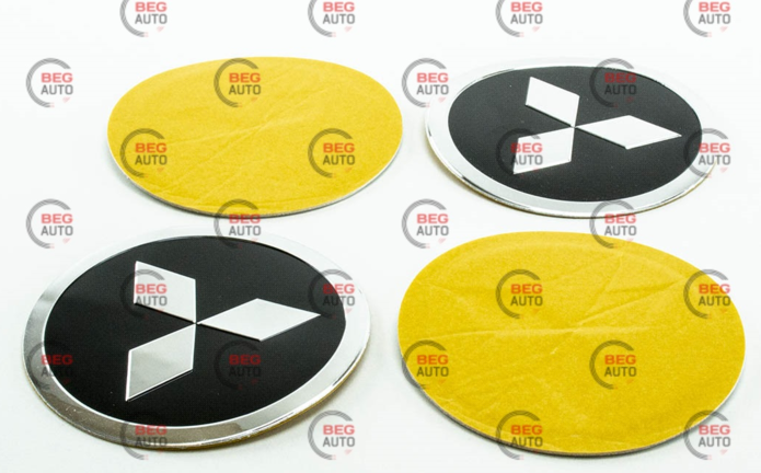 Наклейка на колісний диск/ковпак d 90 мм Mitsubishi чорна (4шт)