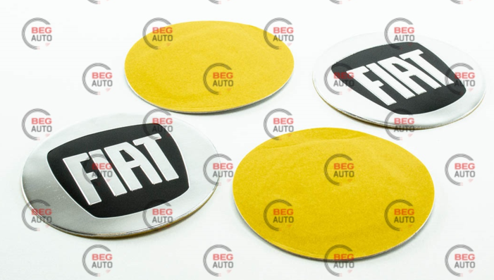 Наклейка на колісний диск/ковпак d 90 мм Fiat синя (4шт)