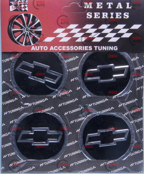 Наклейка на колісний диск/ковпак d 60 мм Chevrolet чорна (4шт)