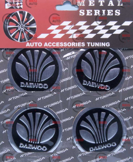 Наклейка на колісний диск/ковпак d 60 мм Daewoo чорна (4шт)