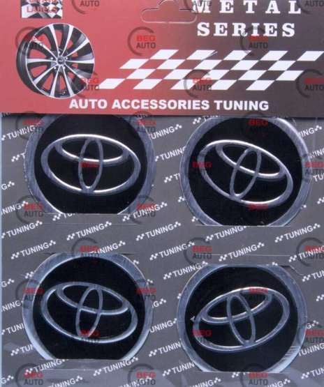 Наклейка на колісний диск/ковпак d 60 мм Toyota чорна (4шт)