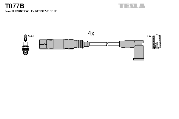 Кабель запалювання к-кт TESLA Skoda Octavia, VW Golf IV, Bora, New Beetle 98-05 2,0 APK/AZH/AQY/AEG