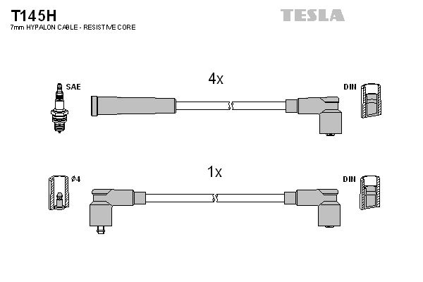 Кабель запалювання к-кт TESLA Аналог TES T372S Skoda Felicia 94-01 1,3 135B (SPI)