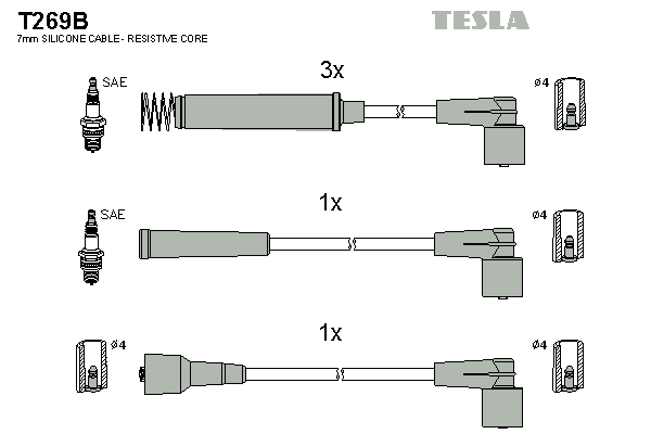 Кабель запалювання к-кт TESLA Opel Ascona 91-99 1,4
