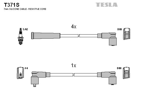 Кабель запалювання к-кт TESLA Skoda 135 Favorit,Forman 1.3i,1.3i monomotronic 01.93 - 09.94