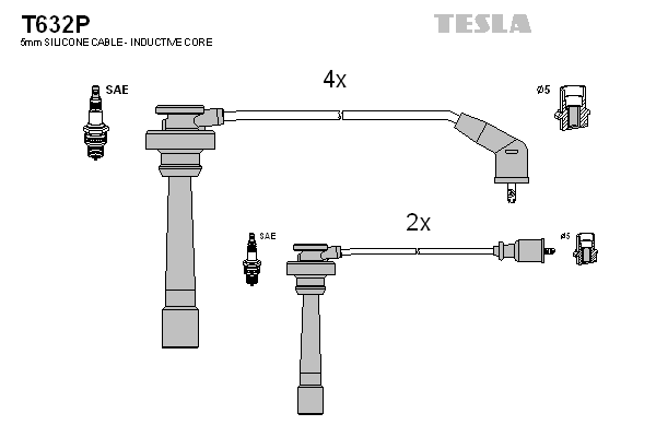 Кабель зажигания к-кт TESLA MMC 06.97-04.00 3.5 6G74 DOHC