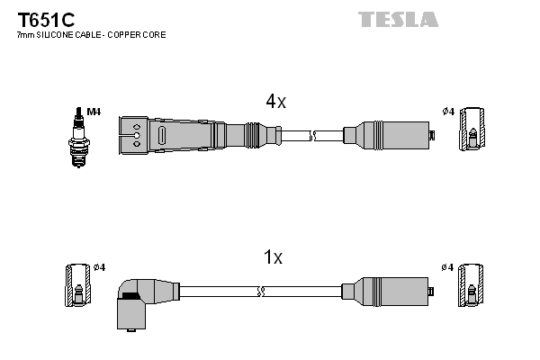 Кабель запалювання к-кт TESLA Seat,VW 88-02 1,8