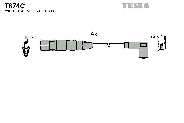 Кабель запалювання к-кт TESLA VAG 95- 1,6