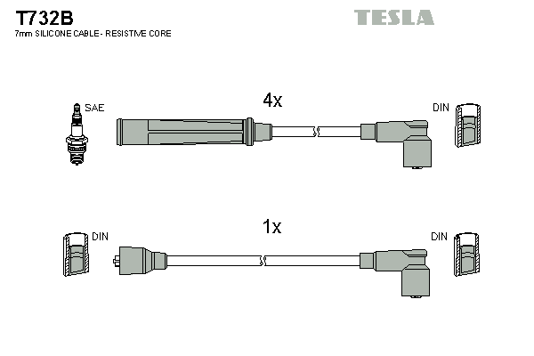 Кабель запалювання к-кт TESLA Seat,VW 77-93 0,9