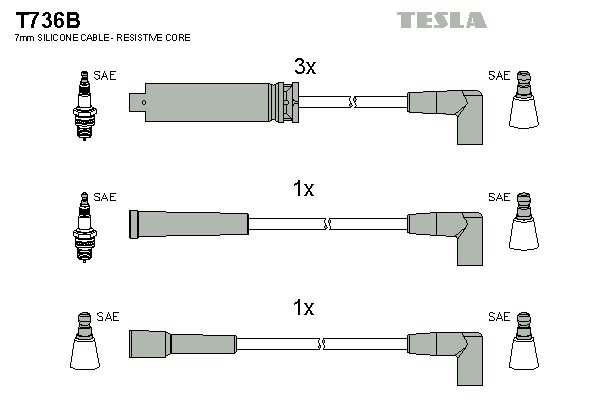 Кабель зажигания к-кт TESLA Daewoo Nexia 1,5 95-97