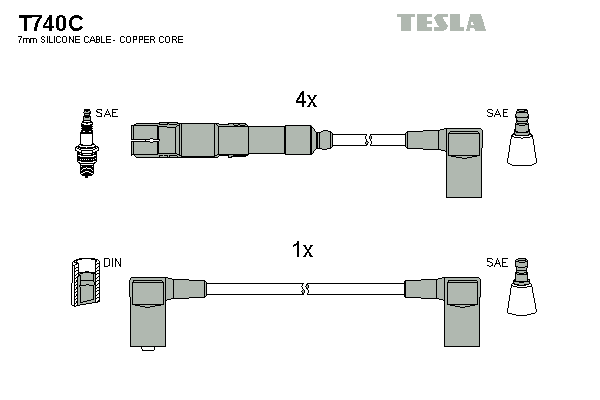 Кабель запалювання к-кт TESLA Mersedes 80-97 1,8