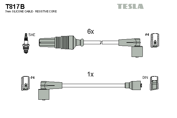 Кабель запалювання к-кт TESLA Citroen,Peugeot 605 89-00 3,0