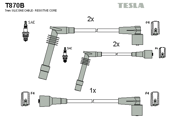 Кабель запалювання к-кт TESLA Opel Calibra,Vectra 88-00 1,6